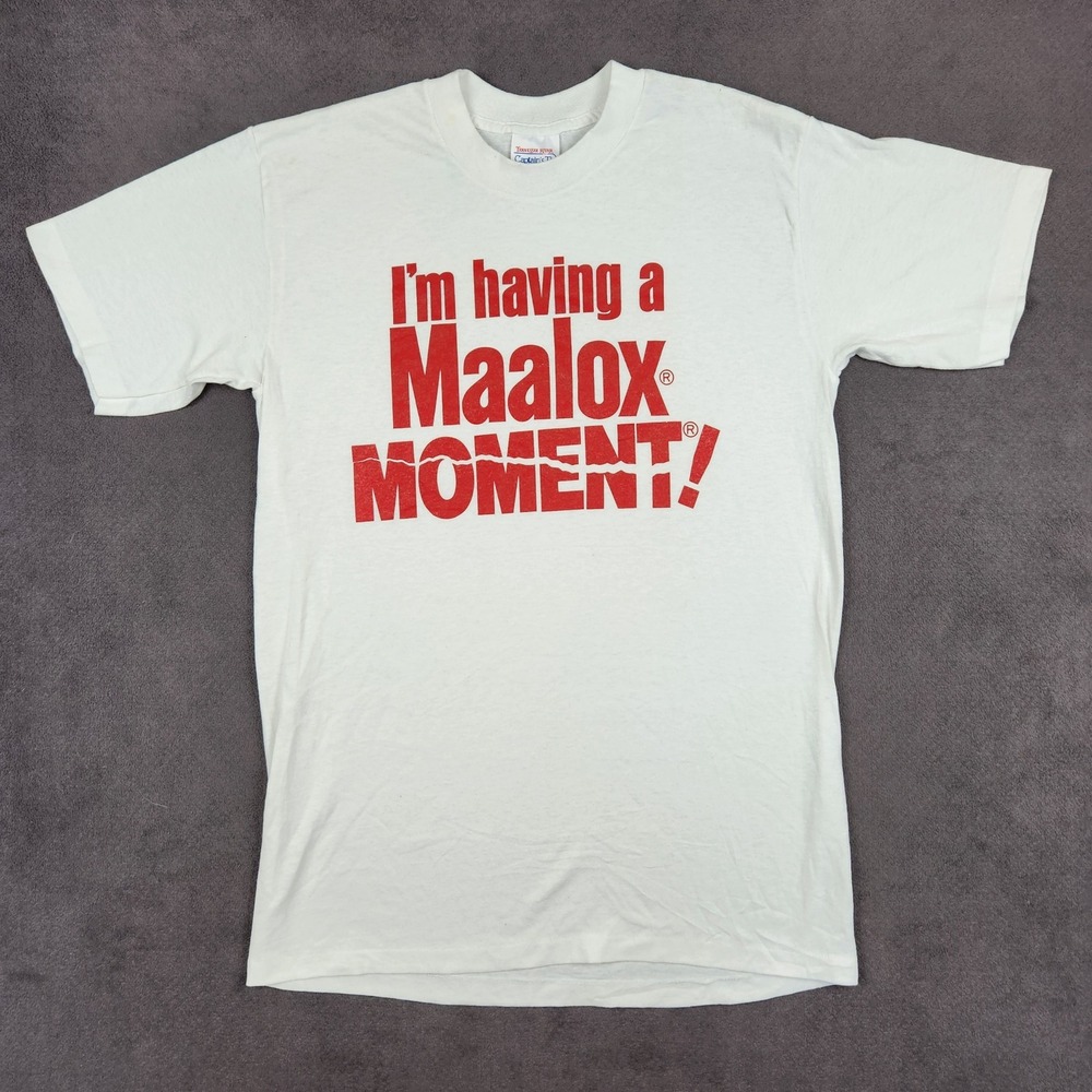 Vintage‎ Maalox Moment Shirt Mens Large White USA Tennessee River Single Stitch